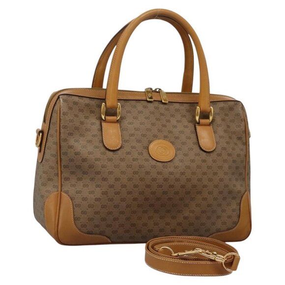 GUCCI Micro GG Supreme Hand Bag PVC 2way Beige Gold 002 123 0033 Auth 118246 - Picture 1 of 16